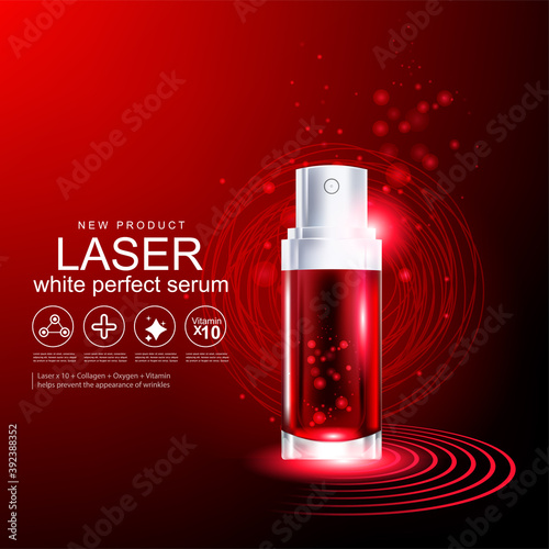 Collagen Serum Red Laser and Vitamin for Skin Care Products Concept.