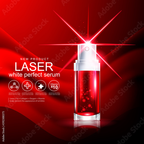 Collagen Serum Red Laser and Vitamin for Skin Care Products Concept.