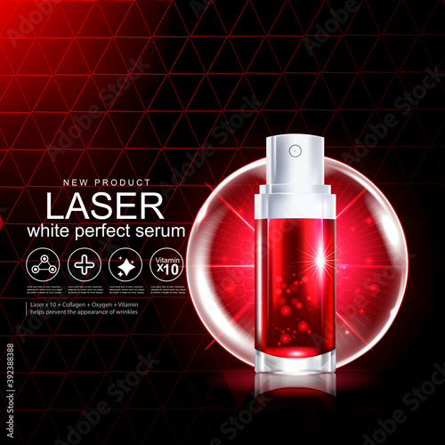 Collagen Serum Red Laser and Vitamin for Skin Care Products Concept.