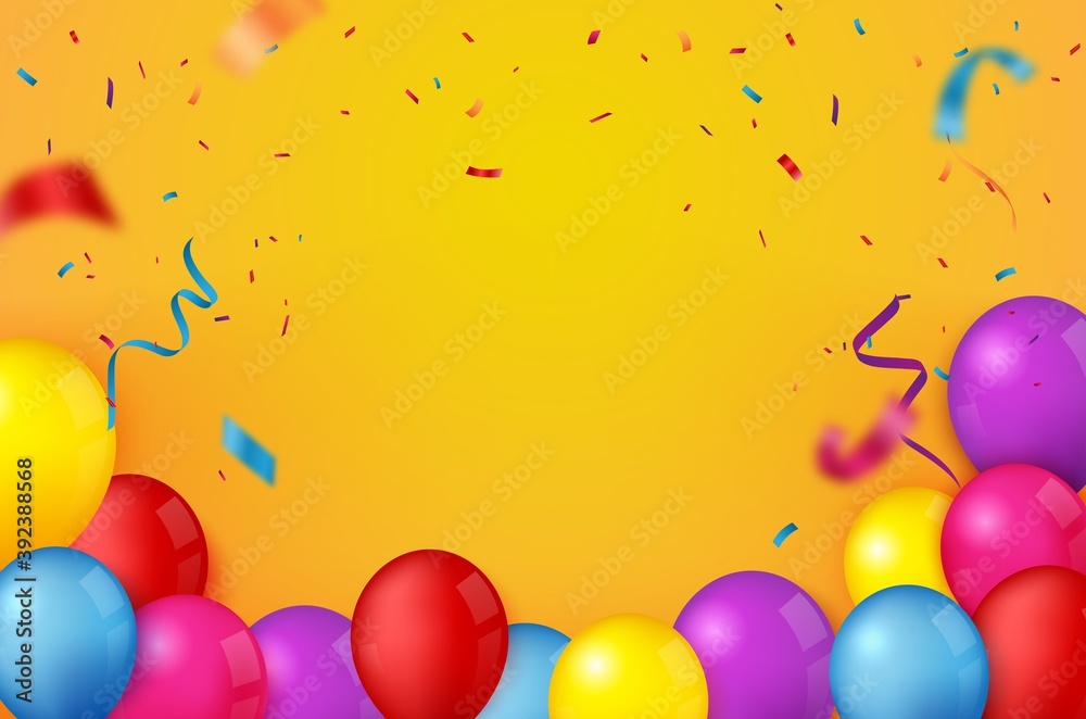 Colorful Birthday celebration banner with balloons Colorful Birthday celebration banner with balloons