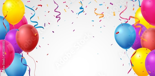 Colorful Birthday celebration banner with balloons