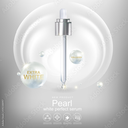 Collagen and Serum pearl Background Concept Cosmetic for Skin.
