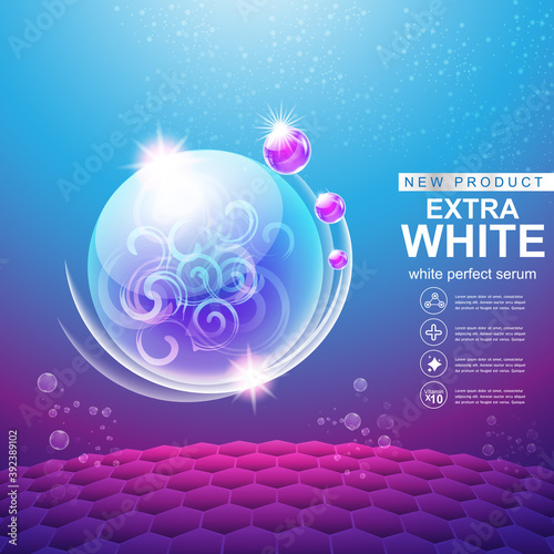 Collagen Extra White Serum and Vitamin for Skin Care Products Concept.