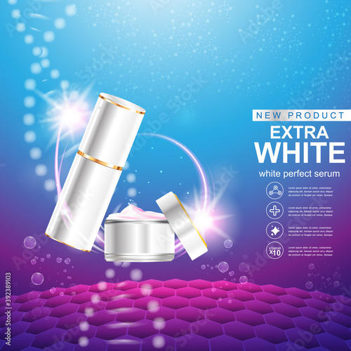 Collagen Extra White Serum and Vitamin for Skin Care Products Concept.