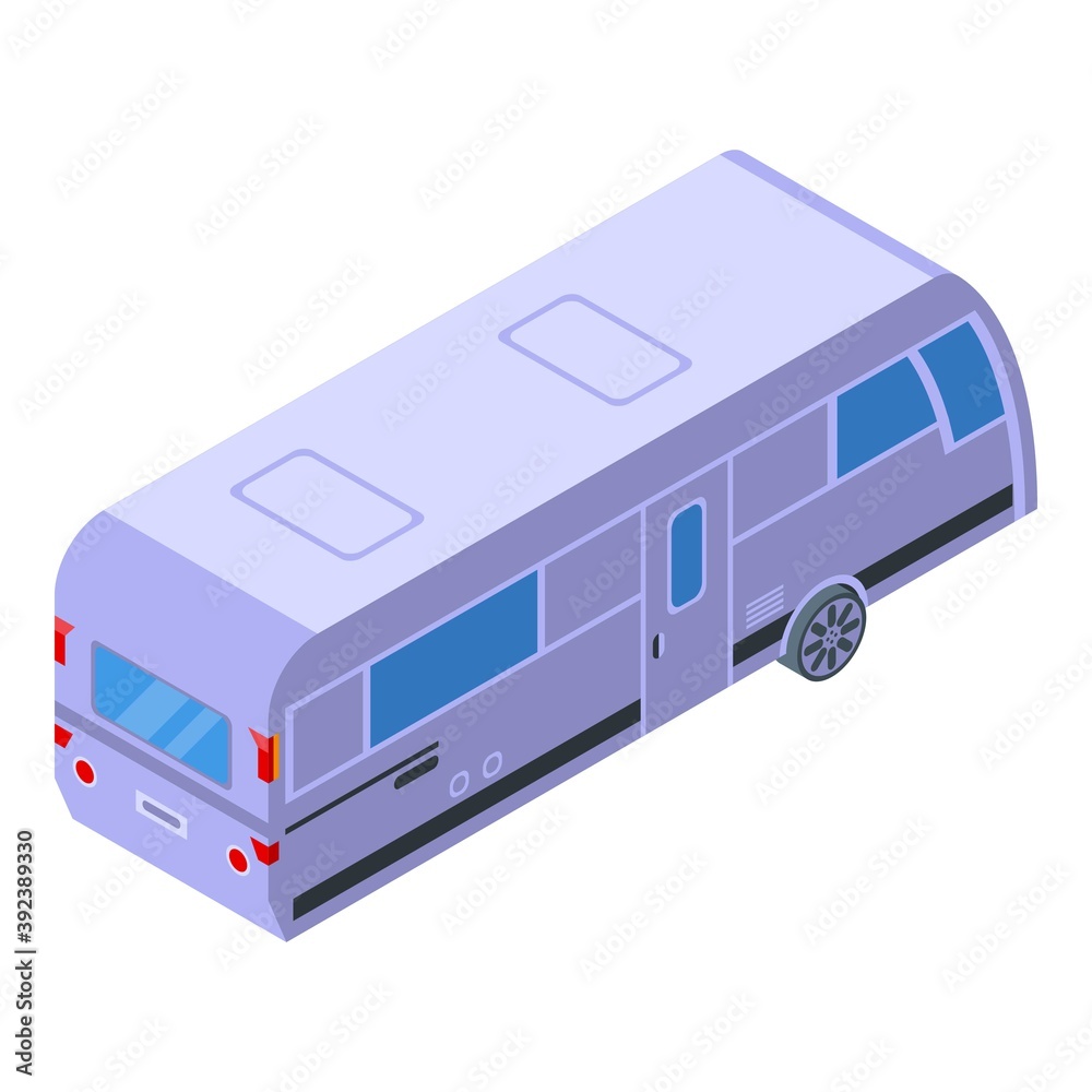 Camp long trailer icon. Isometric of camp long trailer vector icon for web design isolated on white background Camp long trailer icon. Isometric of camp long trailer vector icon for web design isolated on white background