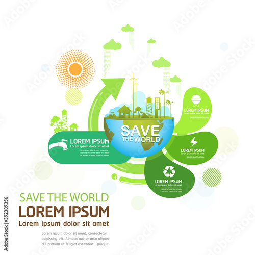 Save World Vector Ecology Concept