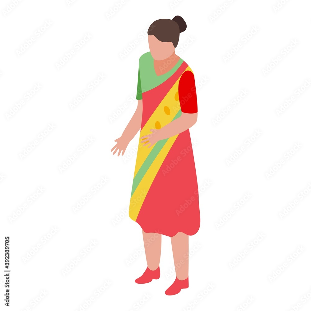 Hindi woman icon. Isometric of hindi woman vector icon for web design isolated on white background