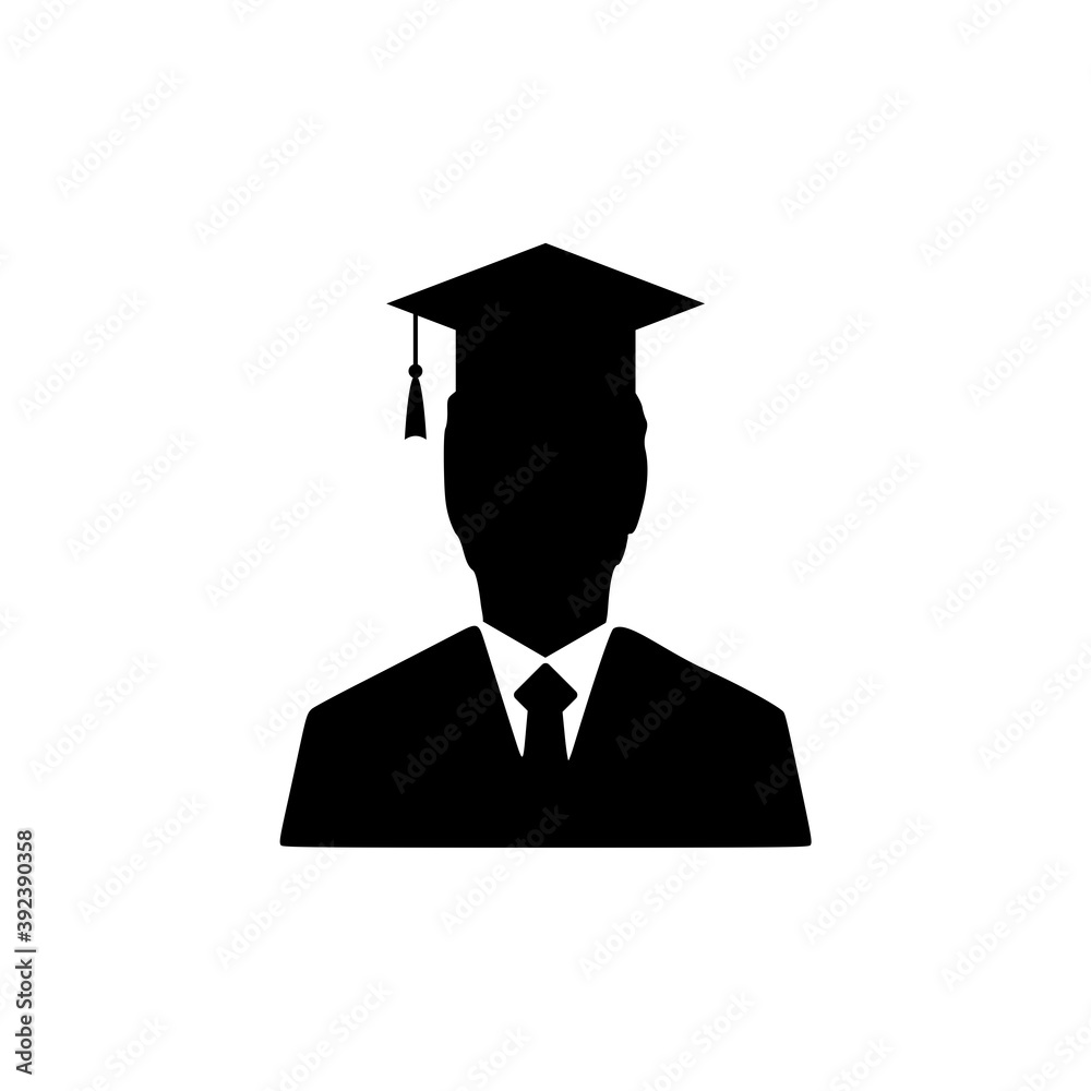 Male graduate student icon isolated on white background Male graduate student icon isolated on white background