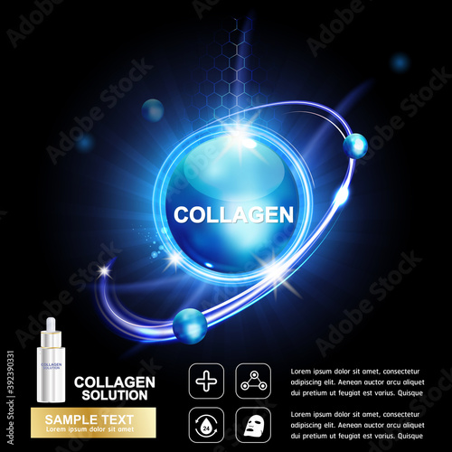 Collagen Serum and Vitamin Background Concept Skin Care Cosmetic.