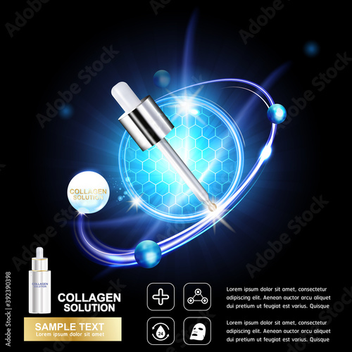 Collagen Serum and Vitamin Background Concept Skin Care Cosmetic.