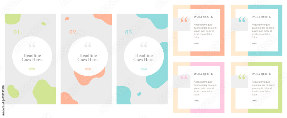 Vecteur Stock social media instagram account quote story post template set  of four. background graphic design elements. backdrop. motivation  inspiration. trendy pattern with pastel colors and organic shapes | Adobe  Stock