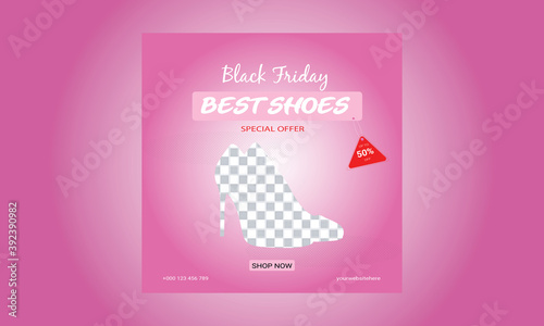 Black Friday Shopping day sales design banner with Big Discount Offer