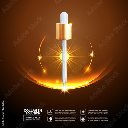 Collagen Serum and Vitamin Background Concept Skin Care Cosmetic.