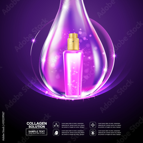 Collagen Serum and Vitamin Background Concept Skin Care Cosmetic.