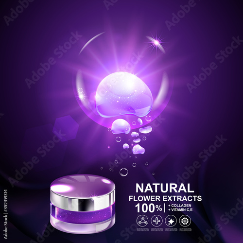 Collagen Serum and Vitamin Background Concept Skin Care Cosmetic.