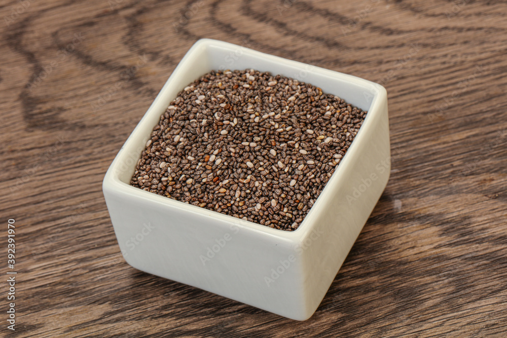 Seasoning chia seeds in the bowl Seasoning chia seeds in the bowl