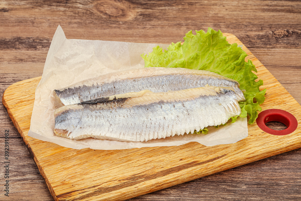 Herring fillet with salad leaves Herring fillet with salad leaves