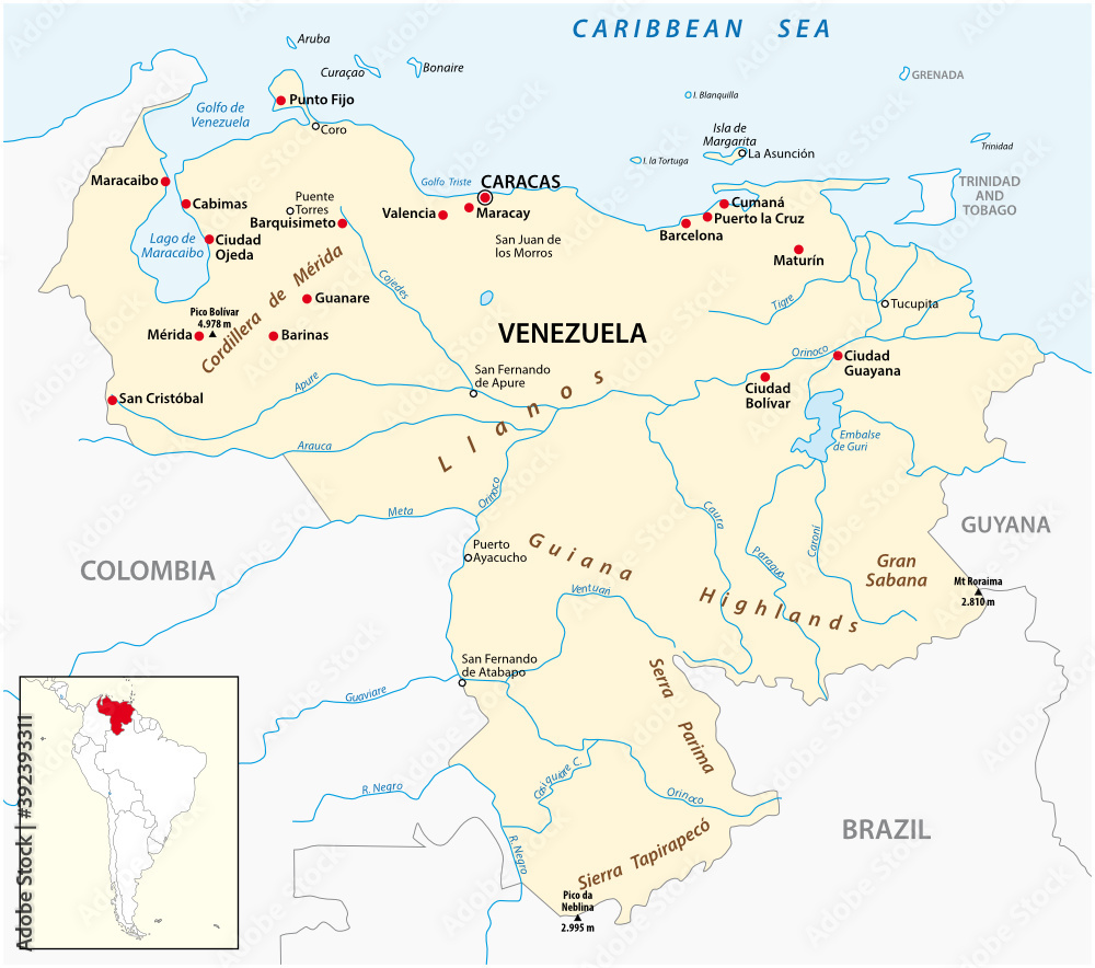 vector map of the Bolivarian Republic of Venezuela