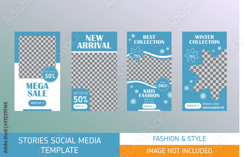 Illustration vector graphic of Stories social media template. Winter sale. Best for Kids Collection photo