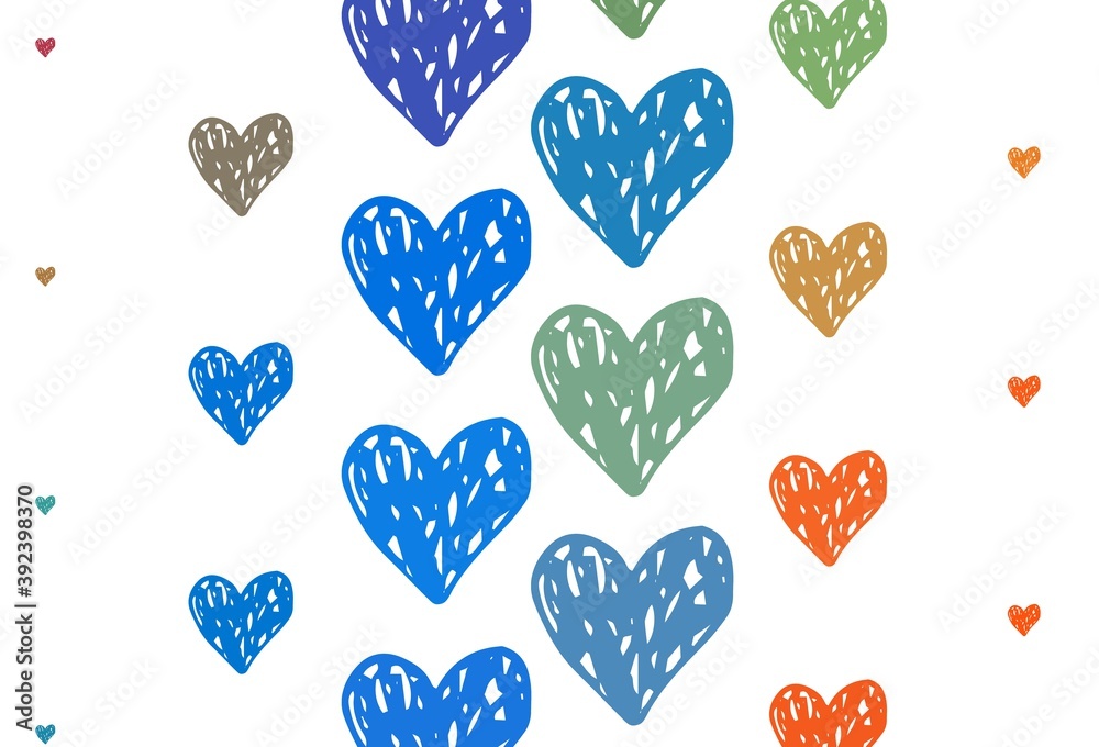 Light Multicolor vector backdrop with sweet hearts.