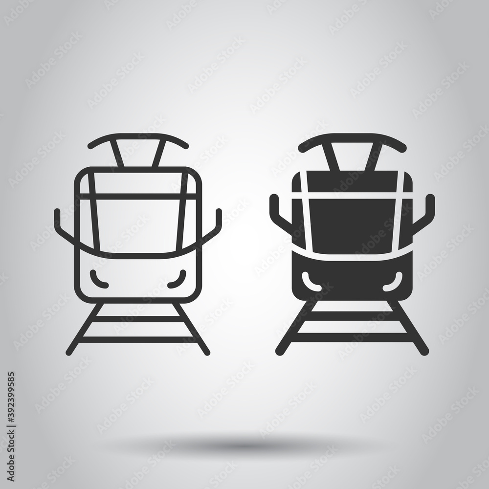 Metro icon in flat style. Train subway vector illustration on white isolated background. Railroad cargo business concept. Metro icon in flat style. Train subway vector illustration on white isolated background. Railroad cargo business concept.