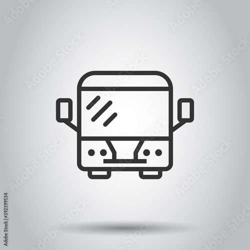 Bus icon in flat style. Coach vector illustration on white isolated background. Autobus vehicle business concept.