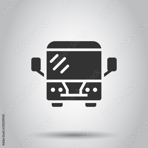 Bus icon in flat style. Coach vector illustration on white isolated background. Autobus vehicle business concept.