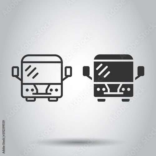 Bus icon in flat style. Coach vector illustration on white isolated background. Autobus vehicle business concept.