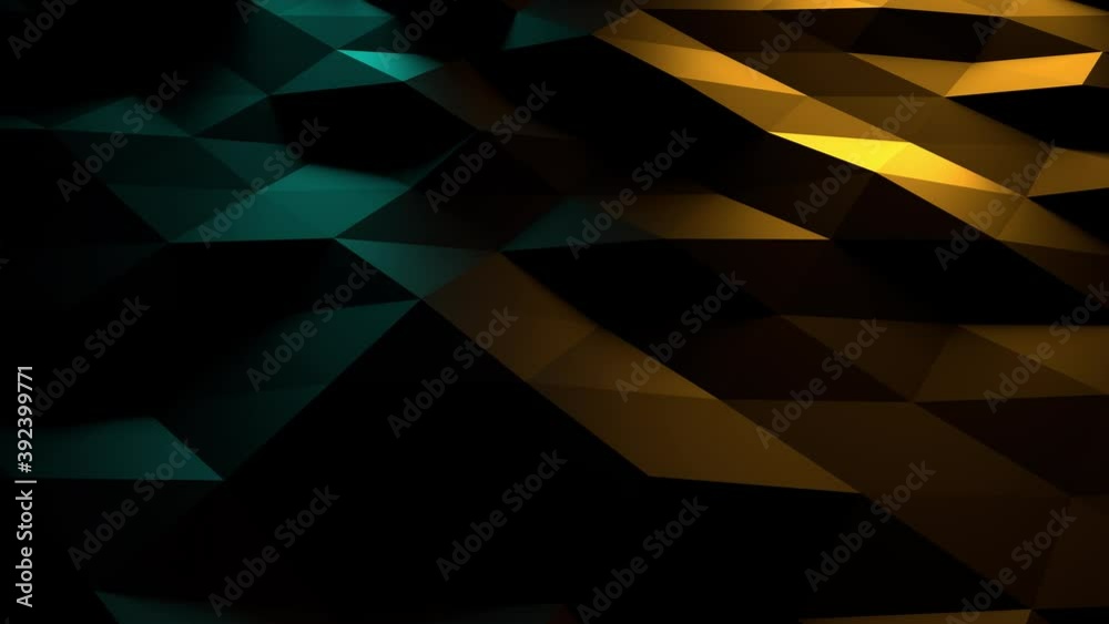 Low poly abstract orange and blue background loop