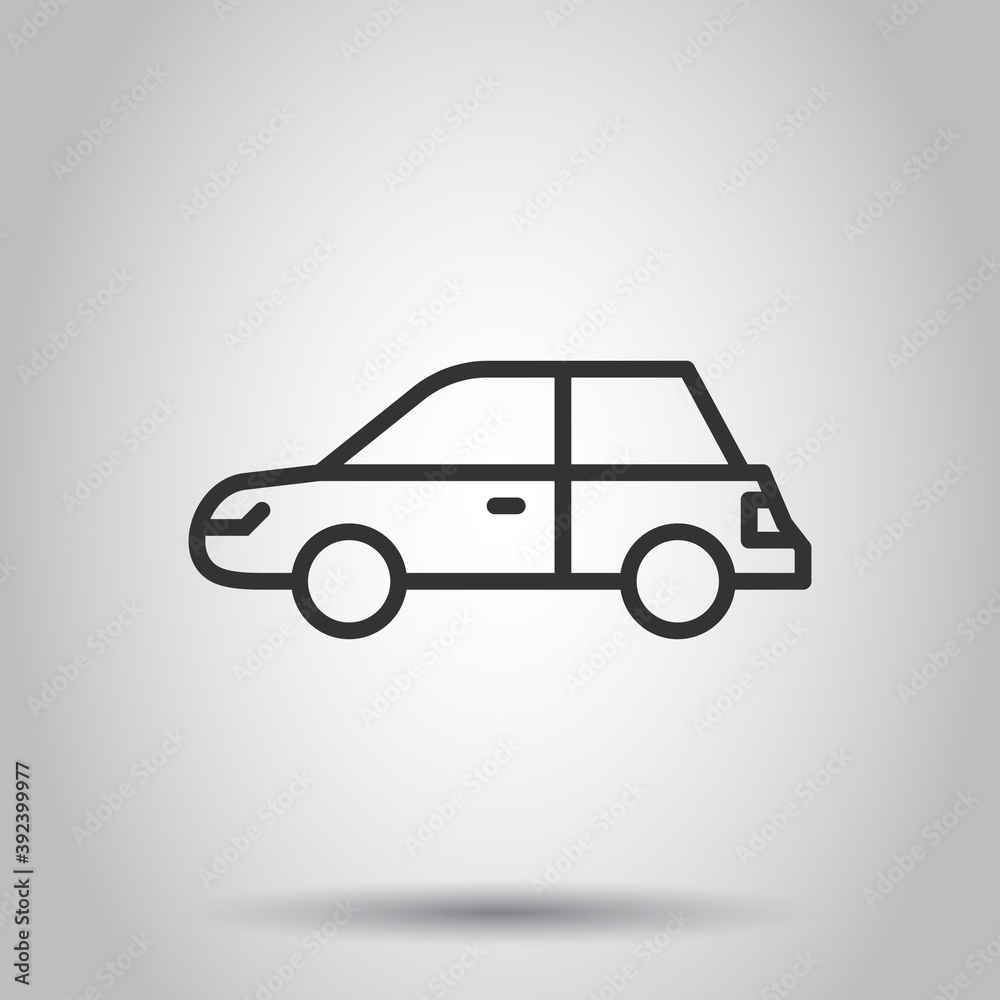 Car icon in flat style. Automobile vehicle vector illustration on white isolated background. Sedan business concept. Car icon in flat style. Automobile vehicle vector illustration on white isolated background. Sedan business concept.