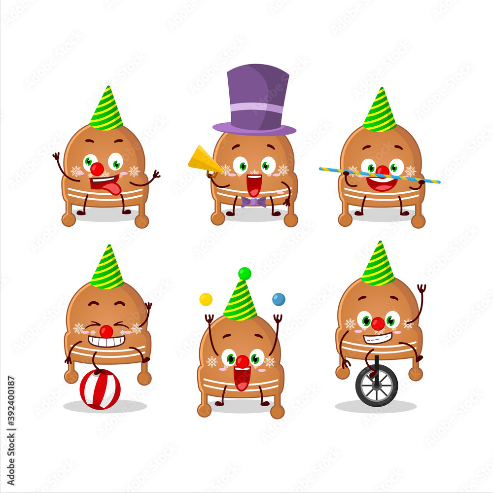 Cartoon character of christmas hat cookies with various circus shows