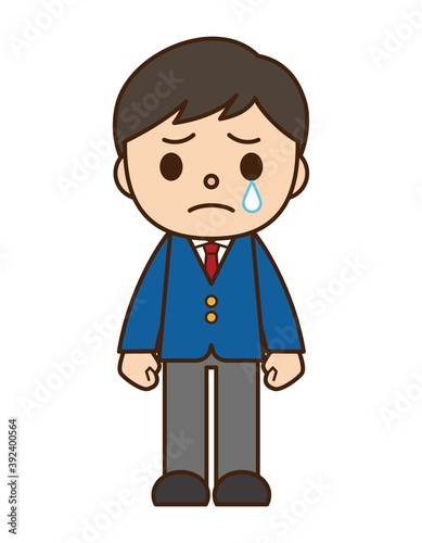 泣く 男子学生 ブレザー