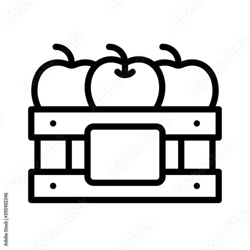 Wooden crate with apples icon, Thanksgiving related vector