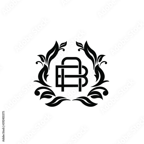 heraldic border initial letter ab ba abe simple icon design vector flat illustration design isolated background