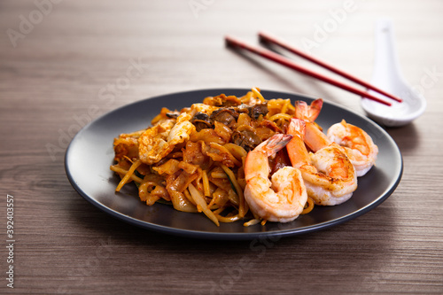 A delicious spicy fried flat rice noodle also know as 