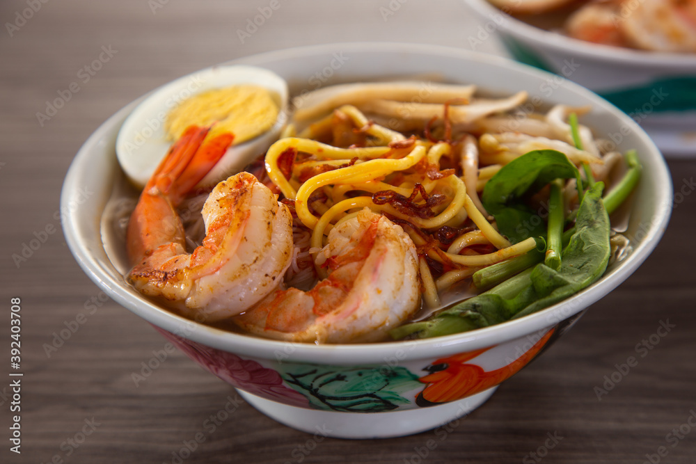 Spicy Prawn Noodle. A delicacy made popular by the Chinese in Malaysia and Singapore