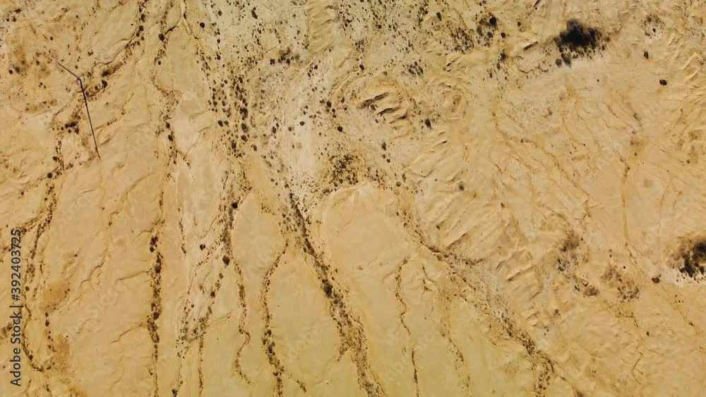 Downward view from a drone of the desert Negev after the first rains Downward view from a drone of the desert Negev after the first rains