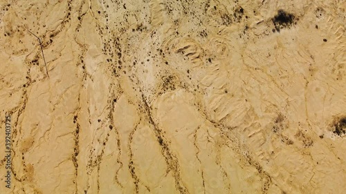 Downward view from a drone of the desert Negev after the first rains