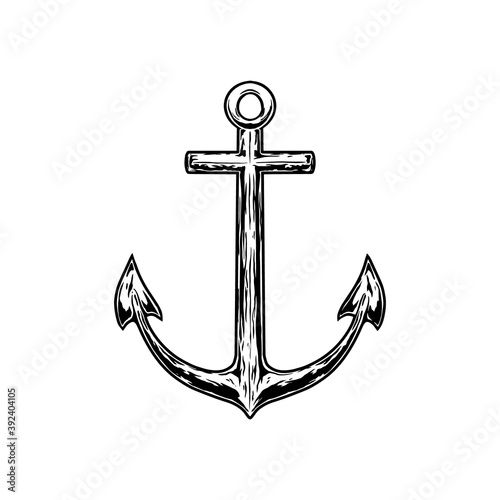 Illustration of retro anchor in engraving style. Design element for emblem, sign, poster, card, banner, flyer. Vector illustration