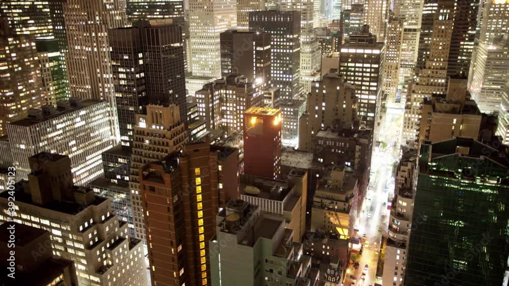 New york skyline fast forward and reverse at night