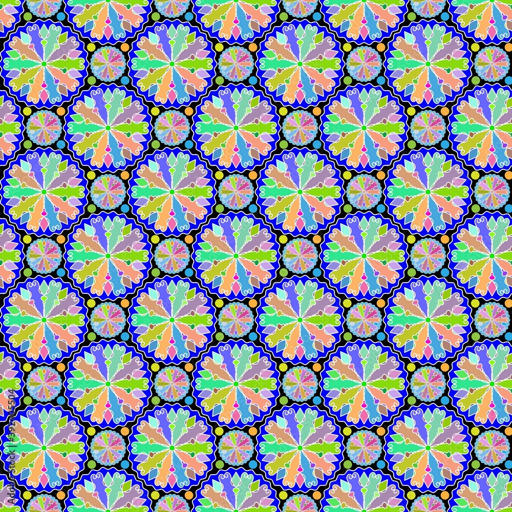 seamless decorative pattern of round ornaments. seamless decorative pattern of round ornaments.