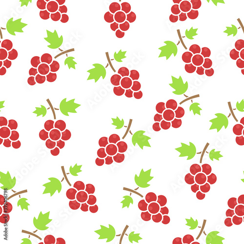Fototapeta Naklejka Na Ścianę i Meble -  Grape red seamless pattern vector white background. Simple fruit illustration. Fresh healthy food concept.