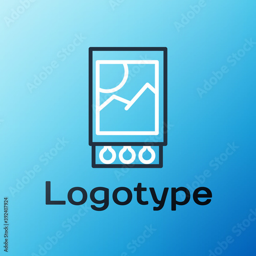 Line Open matchbox and matches icon isolated on blue background. Colorful outline concept. Vector Illustration.