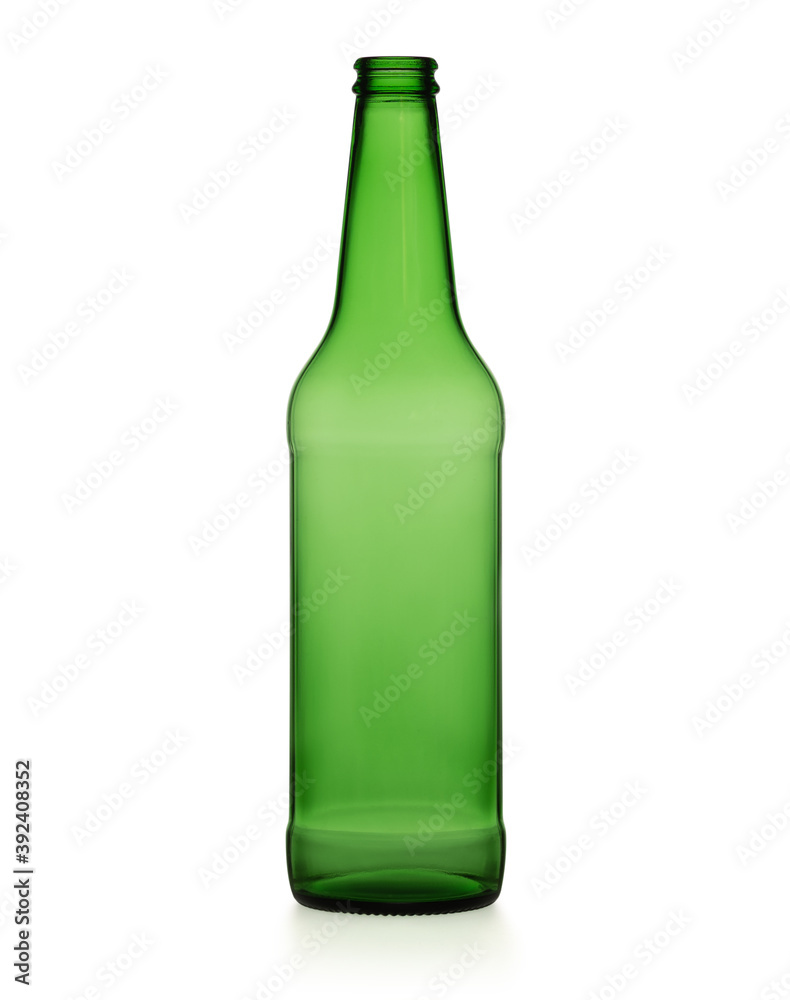 Empty green glass bottle from beer. Isolated on white Empty green glass bottle from beer. Isolated on white