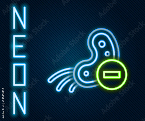 Glowing neon line Negative virus icon isolated on black background. Corona virus 2019-nCoV. Bacteria and germs, cell cancer, microbe, fungi. Colorful outline concept. Vector Illustration.