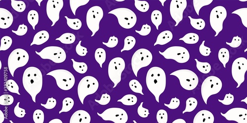 Halloween seamless pattern. the ghost is cute. Vector illustration.
