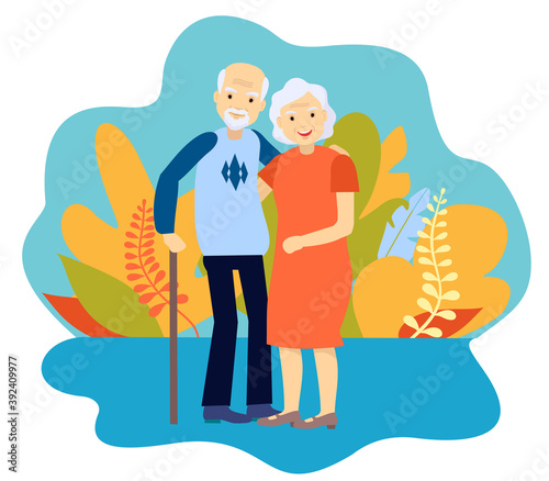 Senior age family romantic pastime. Pensioners pastime. Healthy lifestyle. Old couple spends time together