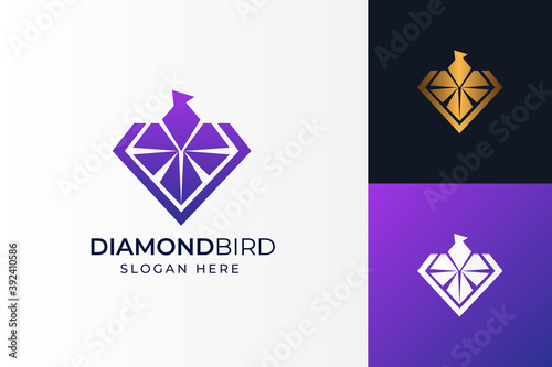 Diamond geometric logo combination of bird