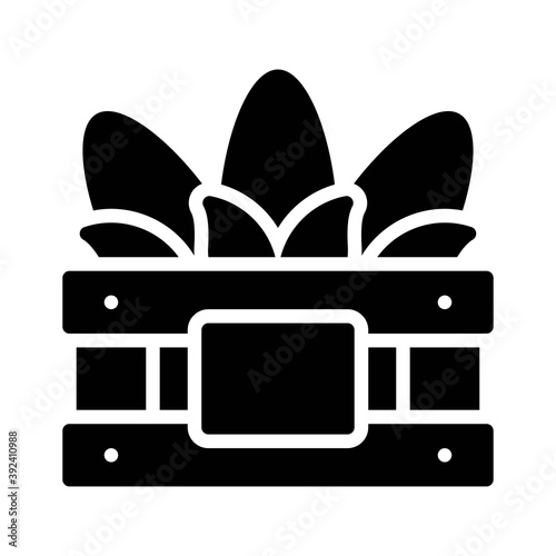 Wooden crate with corns icon, Thanksgiving related vector