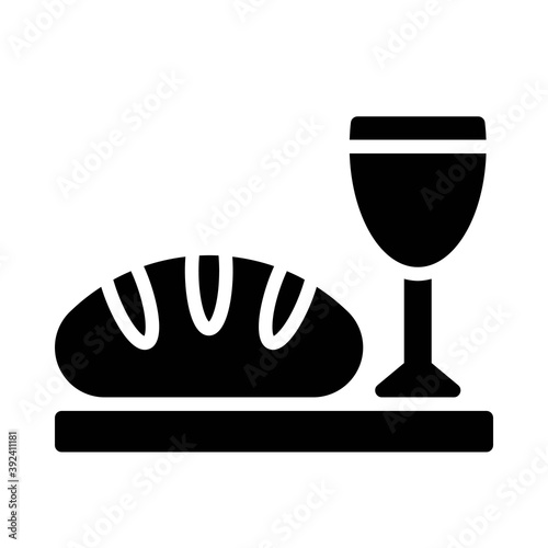 Bread and wine icon, Thanksgiving related vector